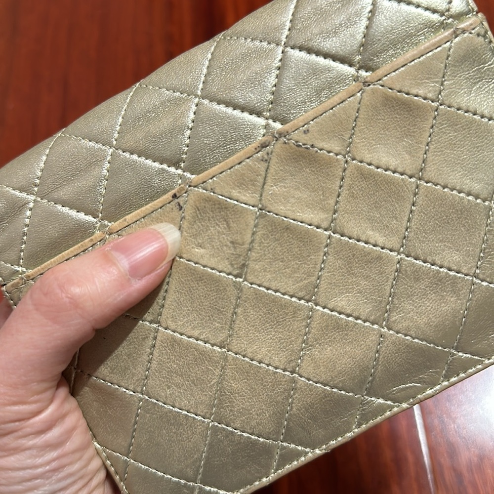 Vintage Chanel mini CF Flag WOC Gold Wallet waist bag clutch 3 in 1 - Picture 15 of 15